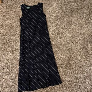 Ralph Lauren Black and White Diagonal Stripe Midi Dress